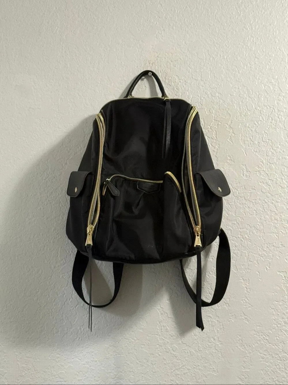 Aimee Kestenberg Women Black Backpack One Size gold hardware